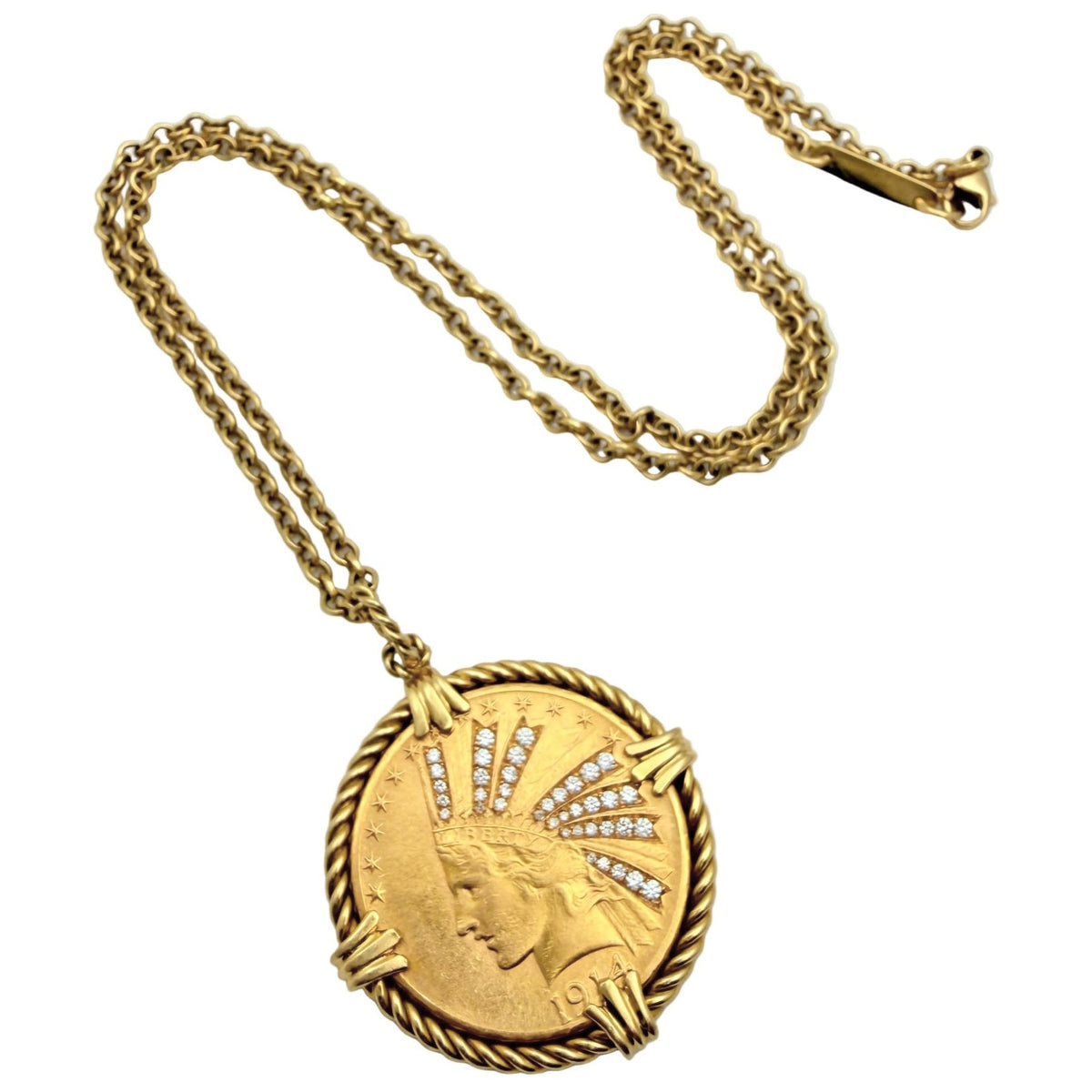 Verdura - Estate 18k Yellow Gold Diamond "10 Buck" Coin Pendant