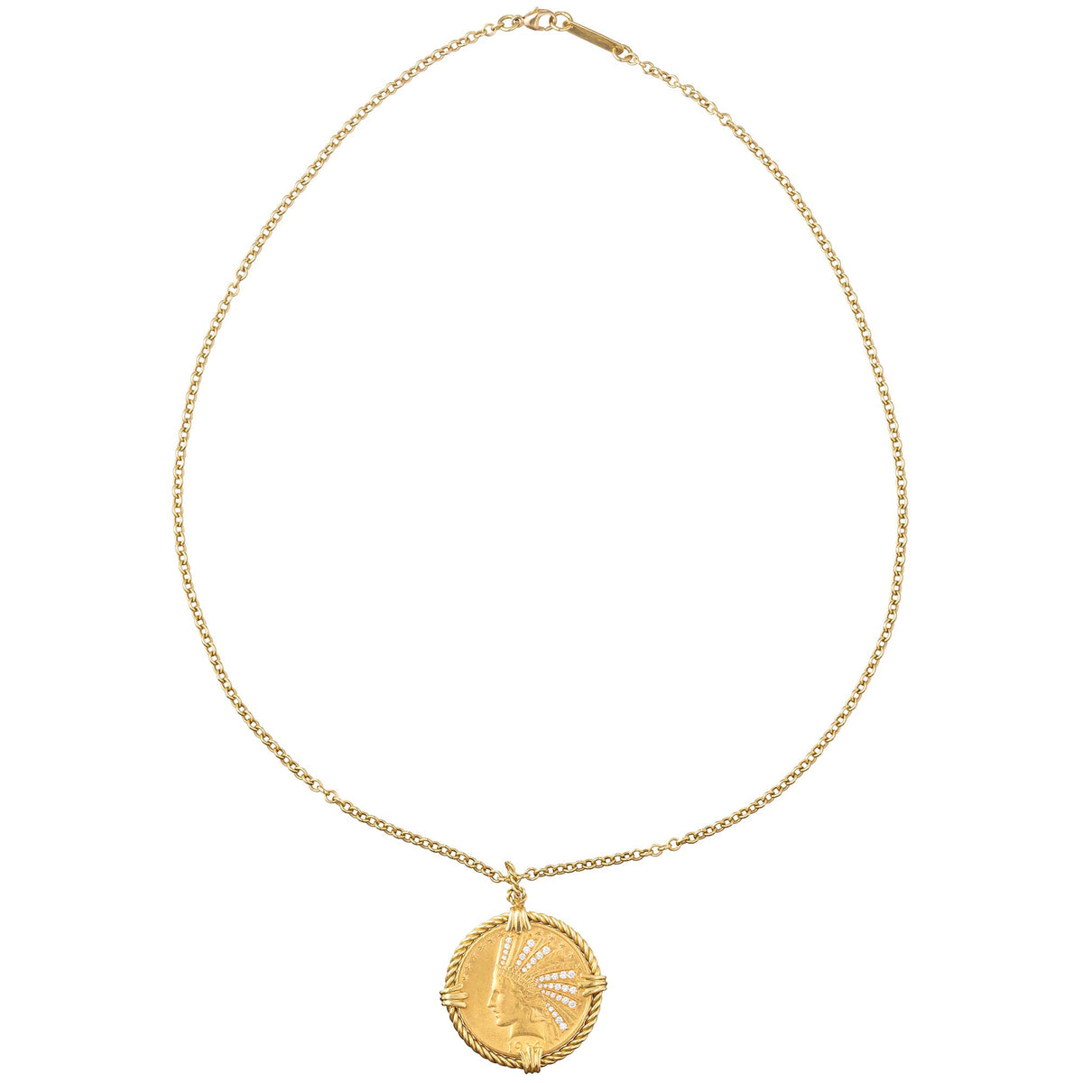 Verdura - Estate 18k Yellow Gold Diamond "10 Buck" Coin Pendant