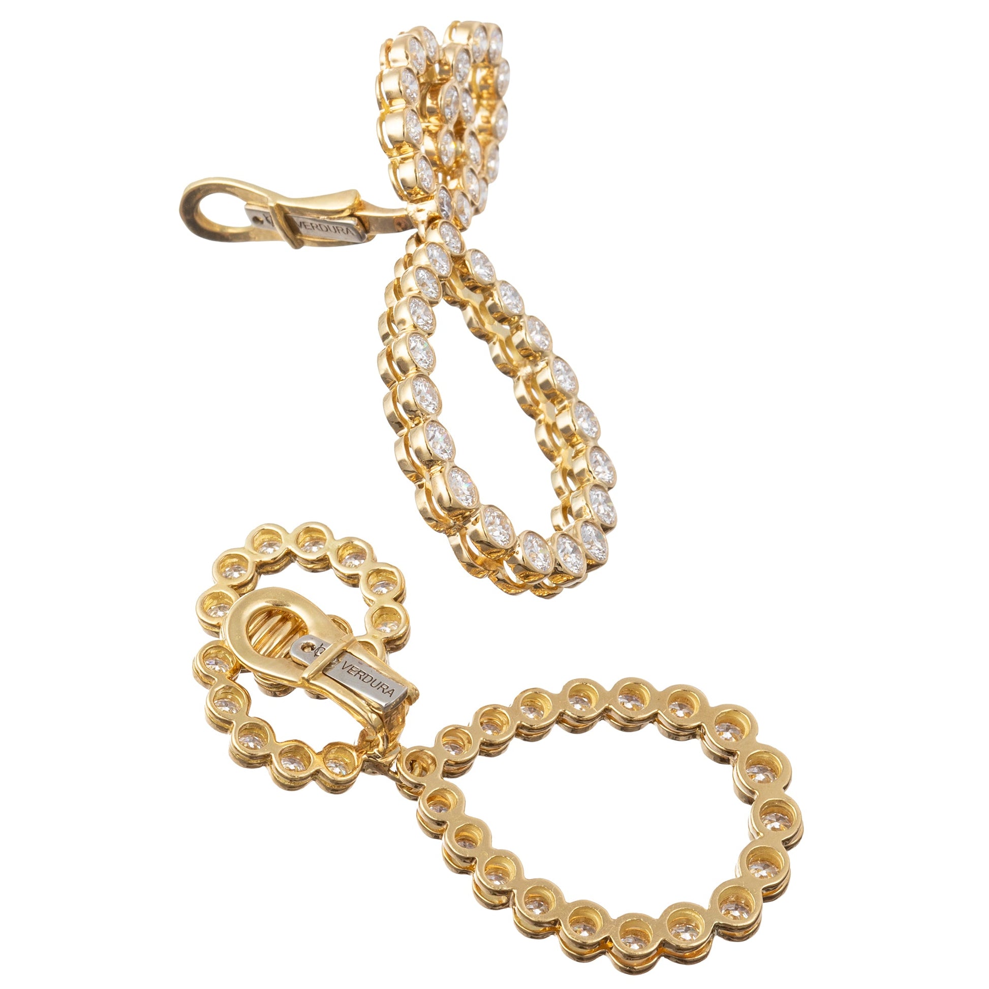 Verdura - Estate 18k Yellow Gold Diamond Looped Drop Earrings