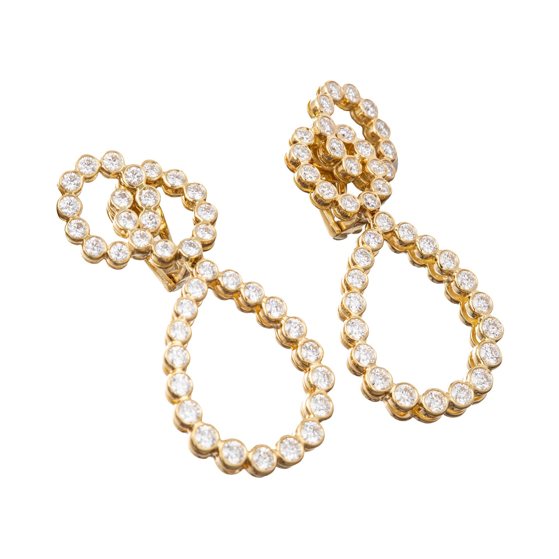 Verdura - Estate 18k Yellow Gold Diamond Looped Drop Earrings