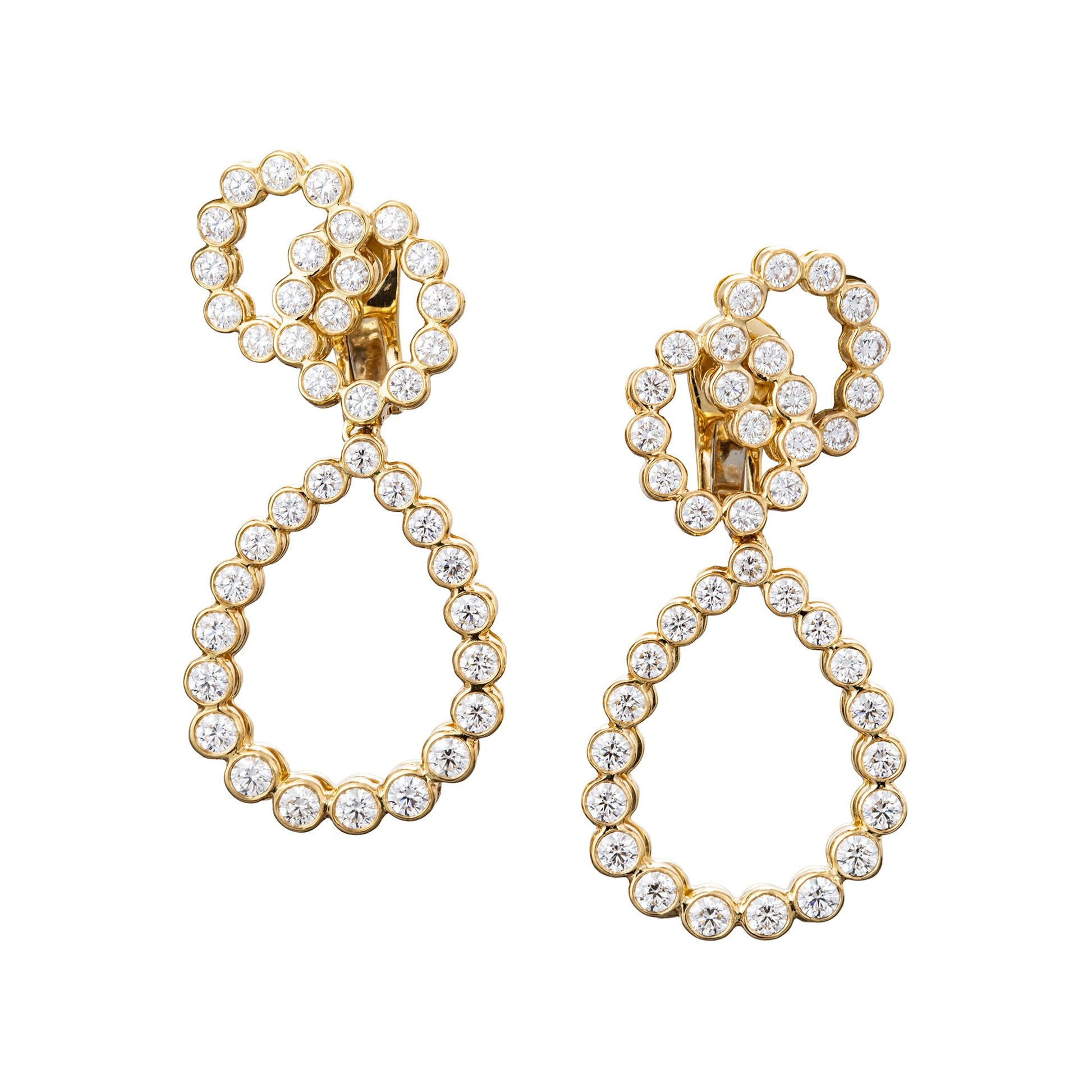 Verdura - Estate 18k Yellow Gold Diamond Looped Drop Earrings