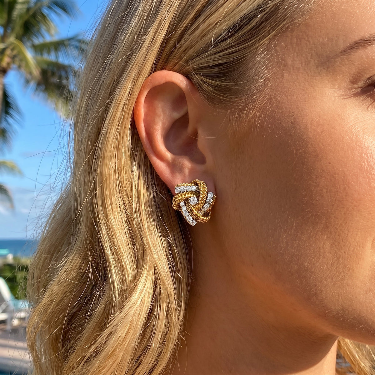 Verdura - Estate 18k Yellow Gold Diamond Pinwheel Earrings