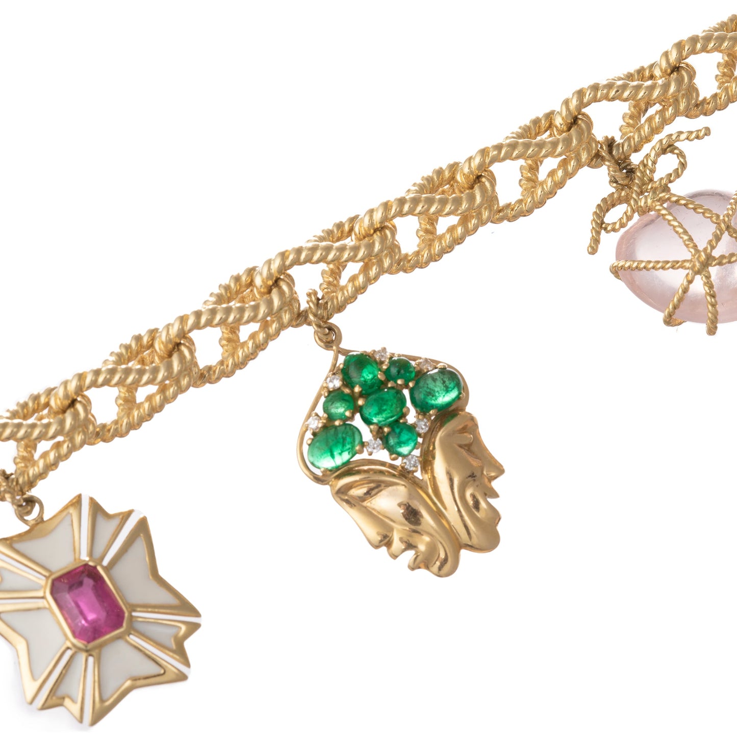 Verdura - Estate 18k Yellow Gold Icon Charm Bracelet