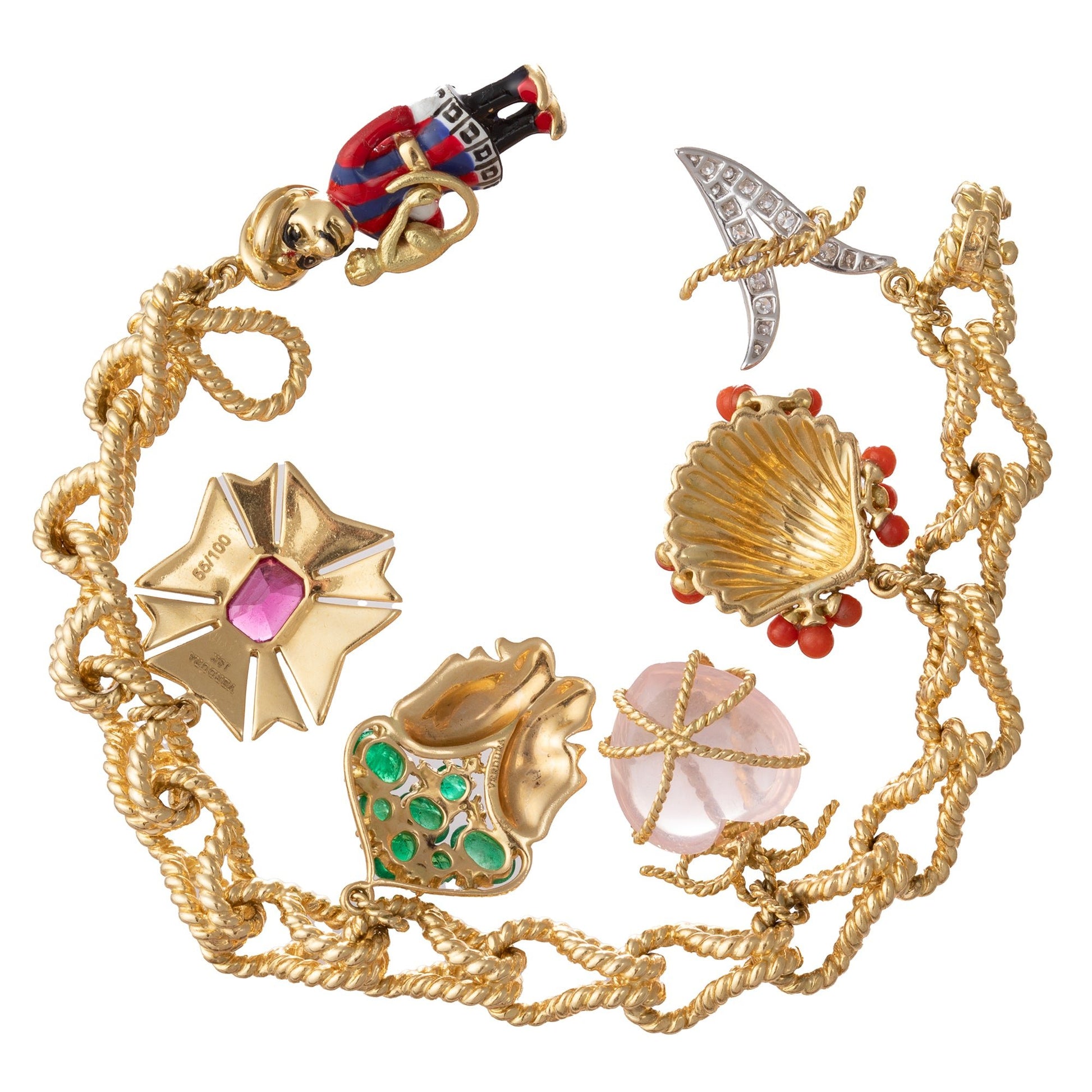 Verdura - Estate 18k Yellow Gold Icon Charm Bracelet