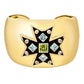Verdura - Estate 18k Yellow Gold Peridot Blue Topaz Maltese Cross Cuff Bracelet
