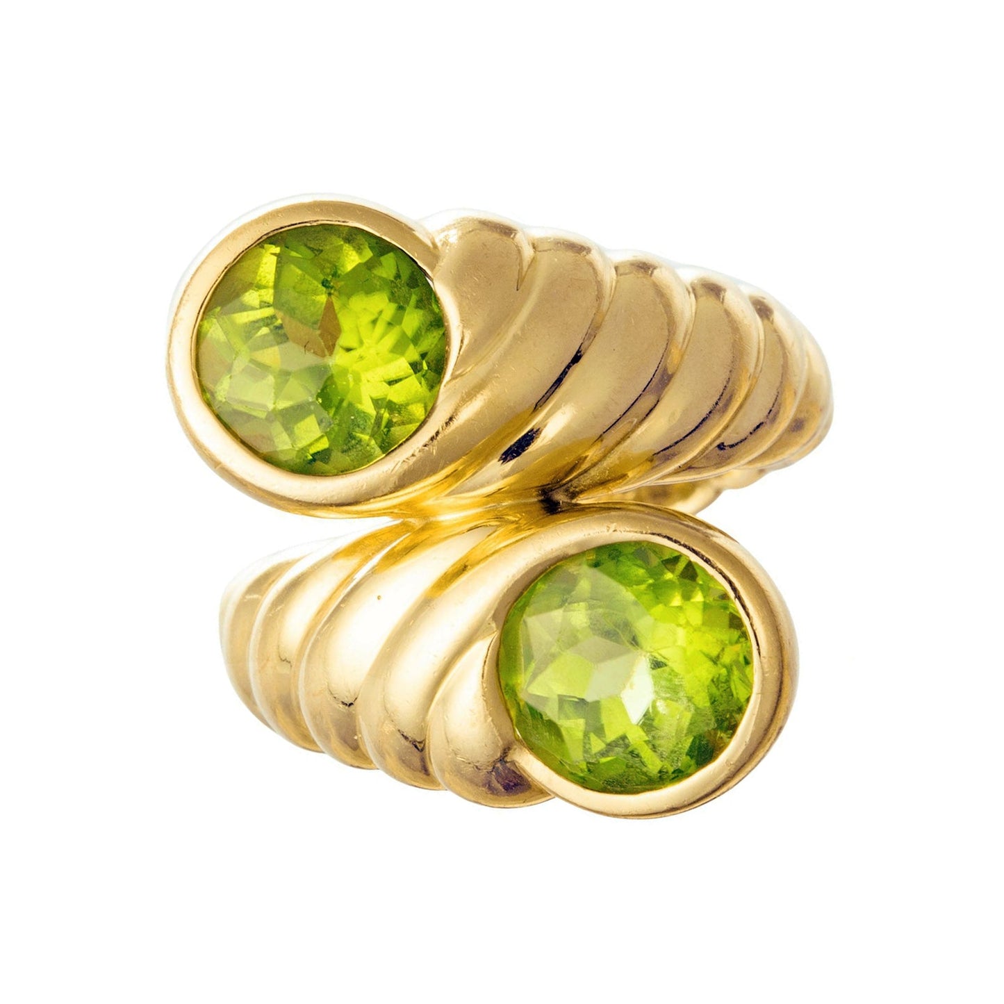 Verdura - Estate 18k Yellow Gold Peridot Crossover Ring