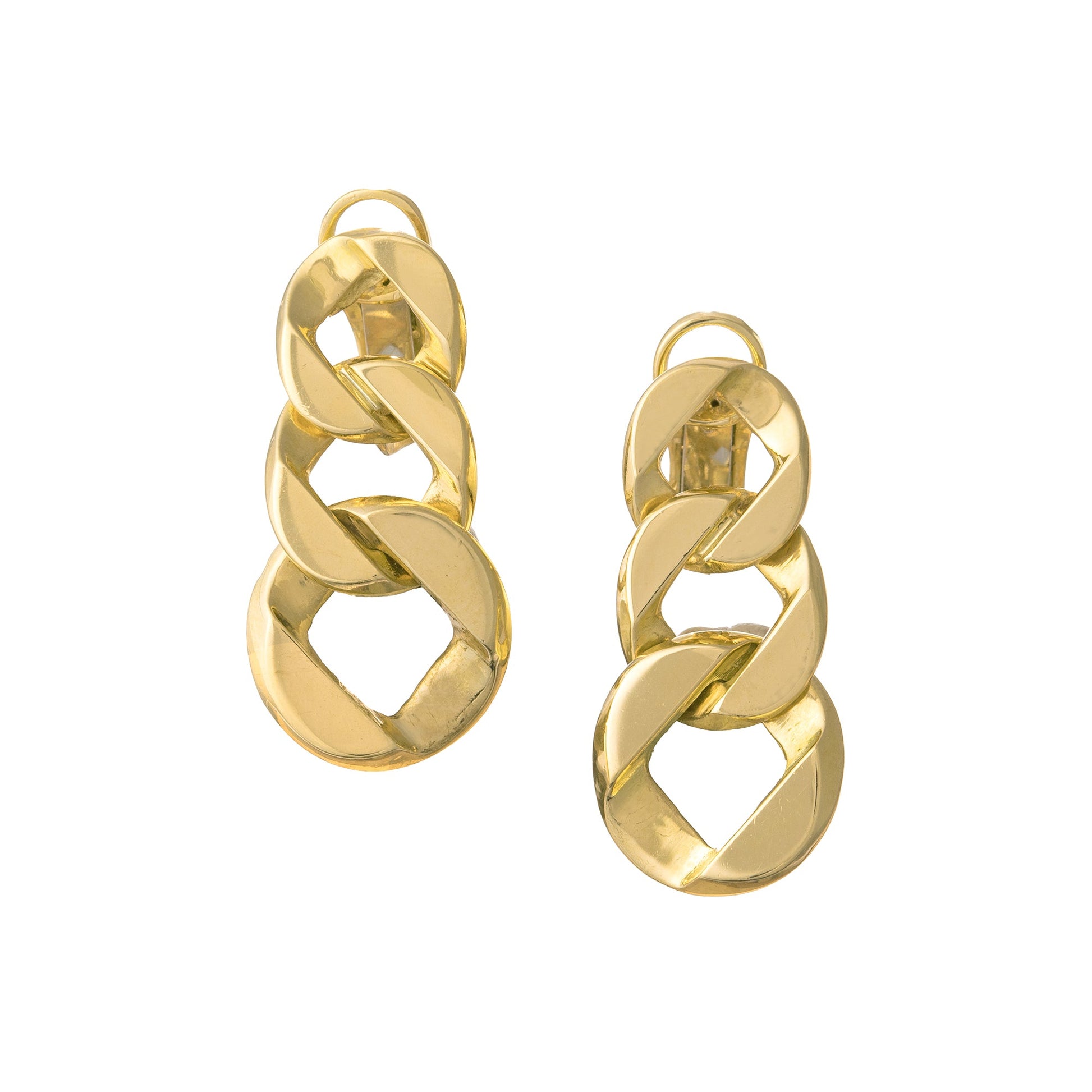 Verdura - Estate 18k Yellow Gold Piccolo Curb - Link Drop Earrings