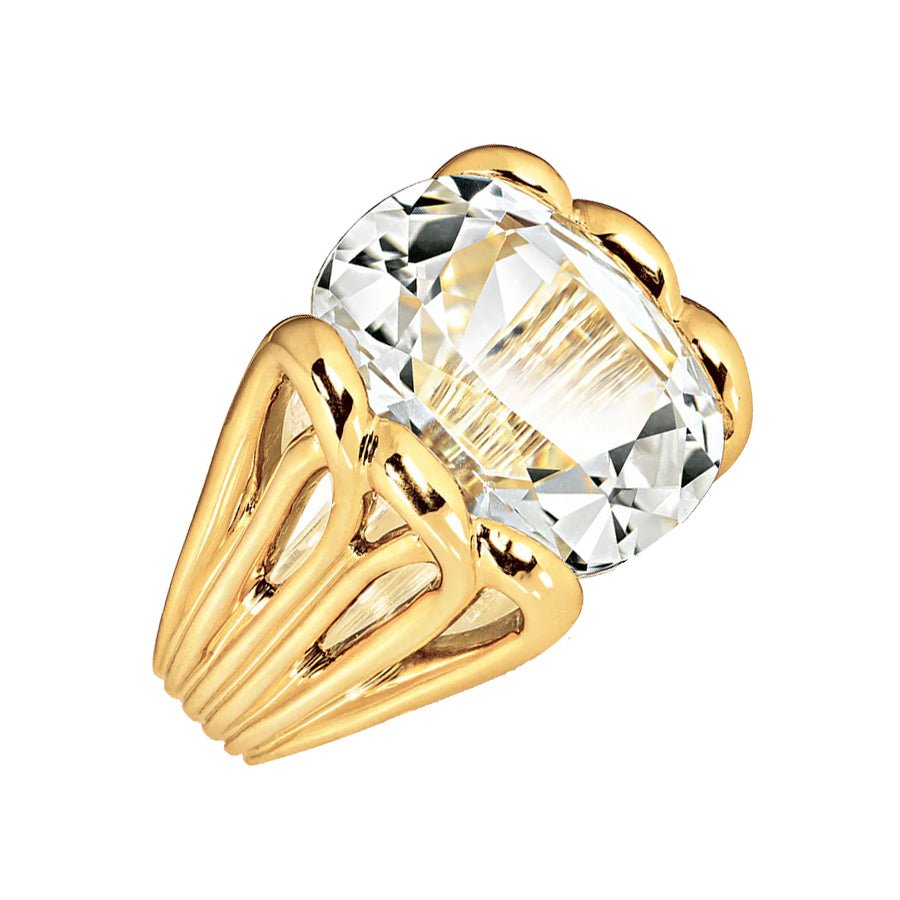 Verdura - Estate 18k Yellow Gold White Topaz Whisk Ring