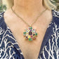 Verdura - Estate Gem - Set Byzantine Pendant Brooch with Chain Necklace