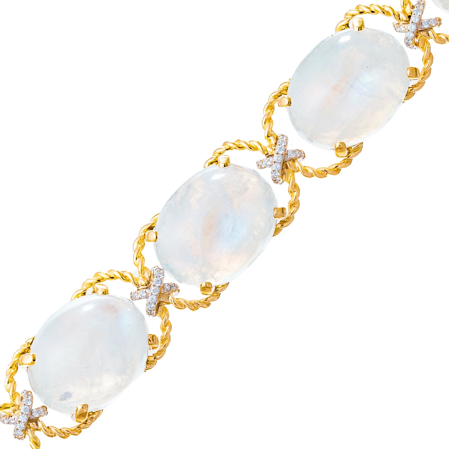 Verdura - Estate Rainbow Moonstone Diamond Pebble Bracelet