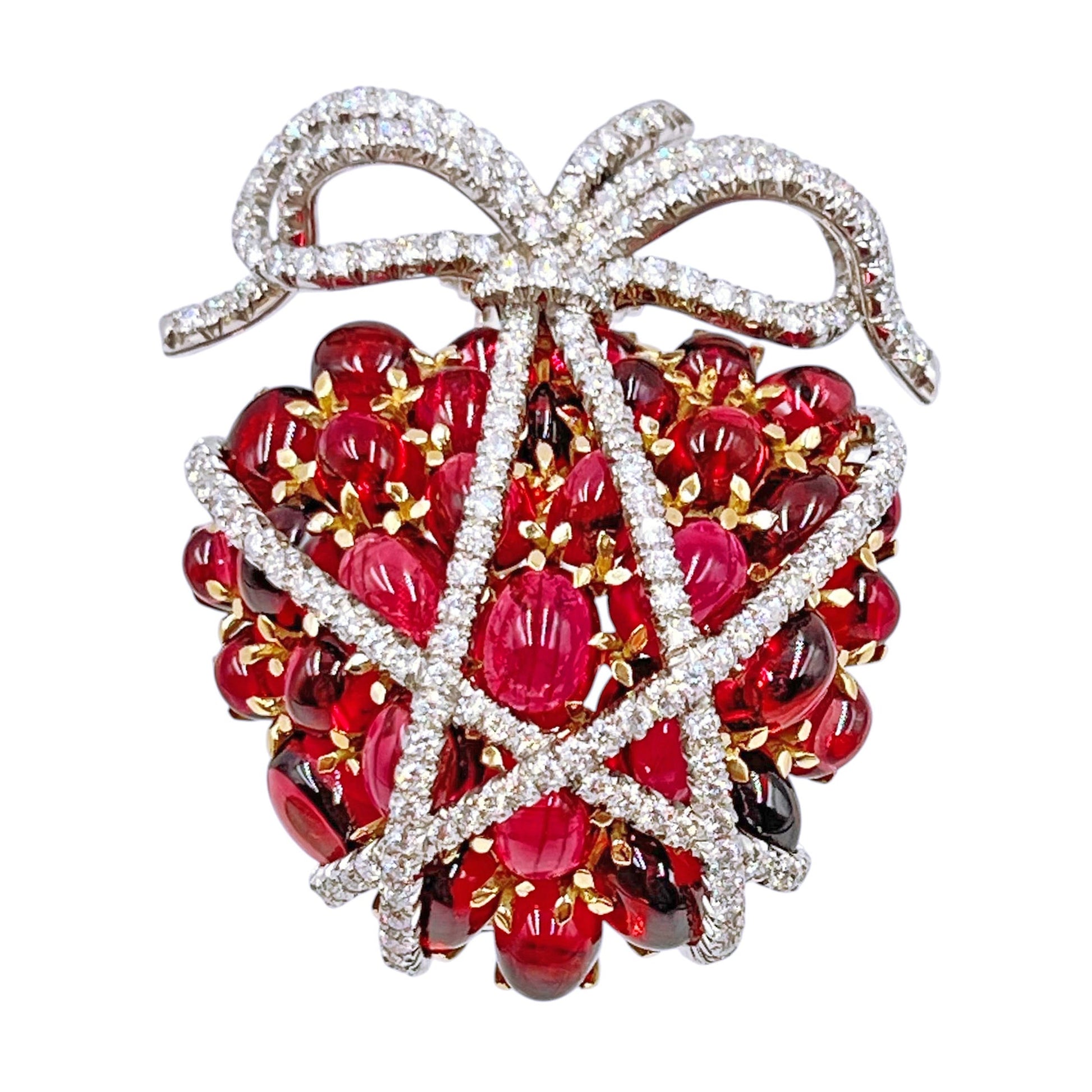 Verdura - Estate Rubellite Diamond Wrapped Heart Brooch