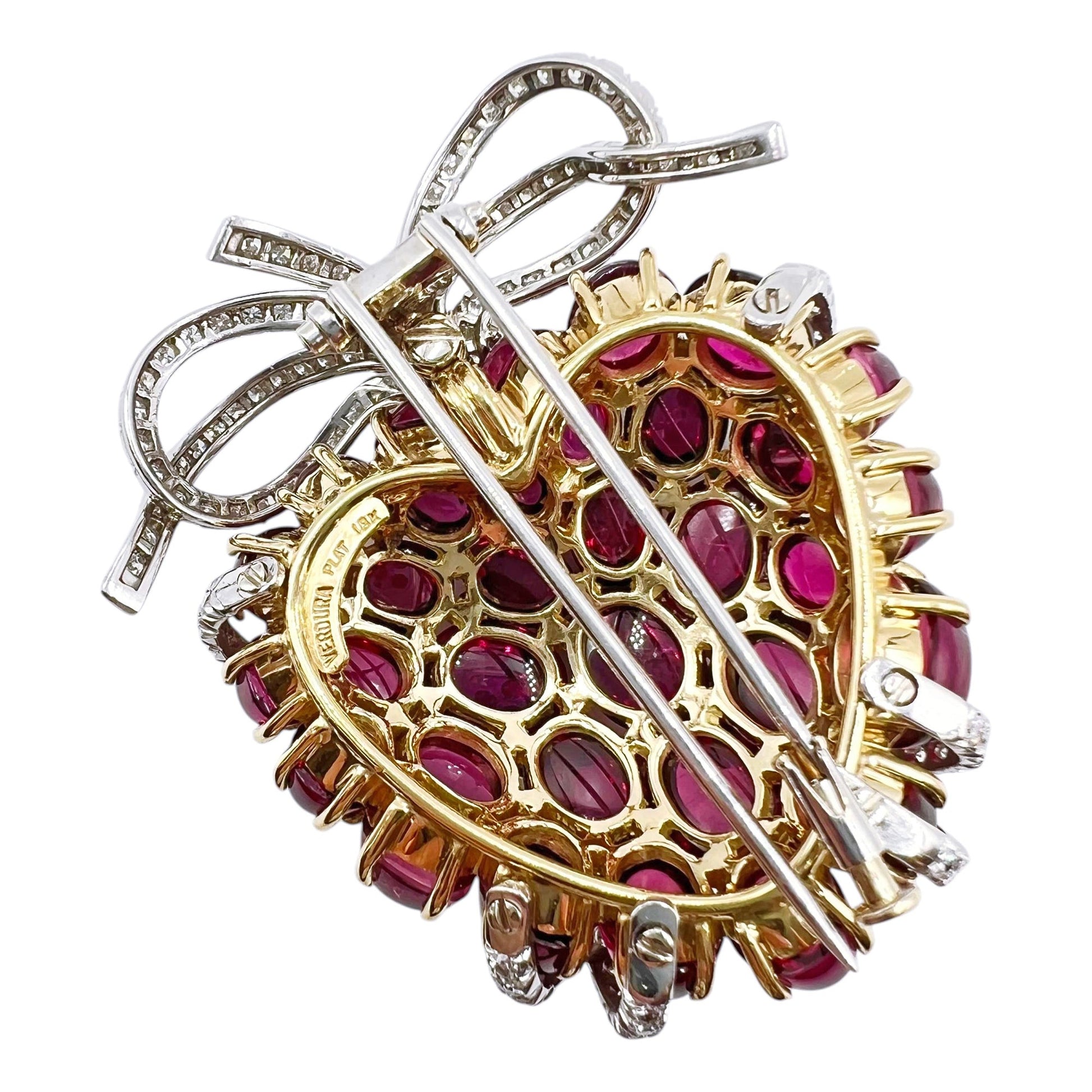 Verdura - Estate Rubellite Diamond Wrapped Heart Brooch