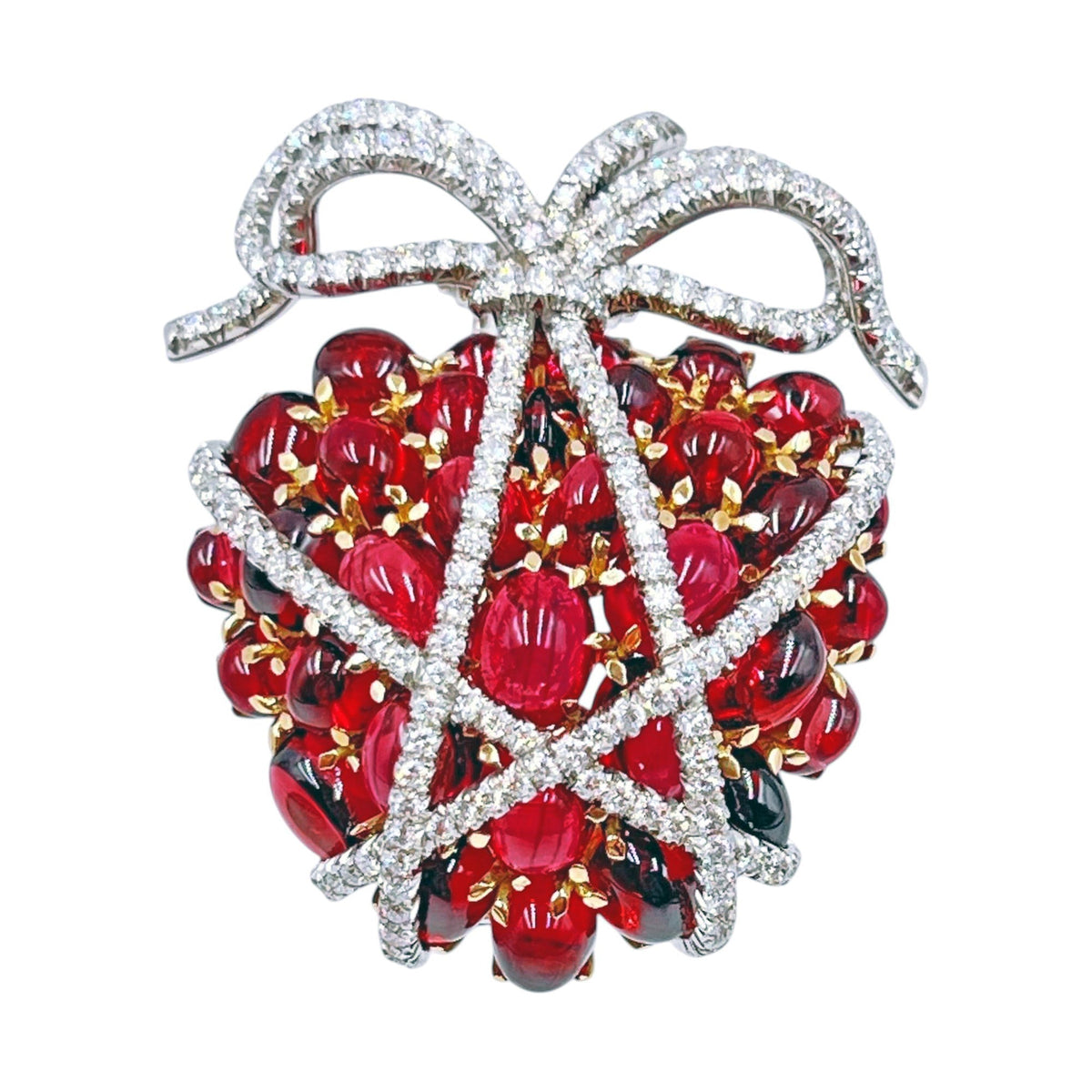 Verdura - Estate Rubellite Diamond Wrapped Heart Brooch