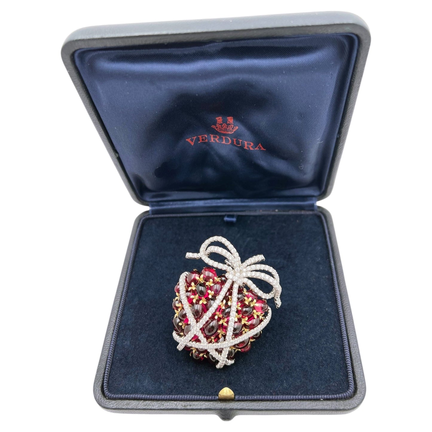 Verdura - Estate Rubellite Diamond Wrapped Heart Brooch