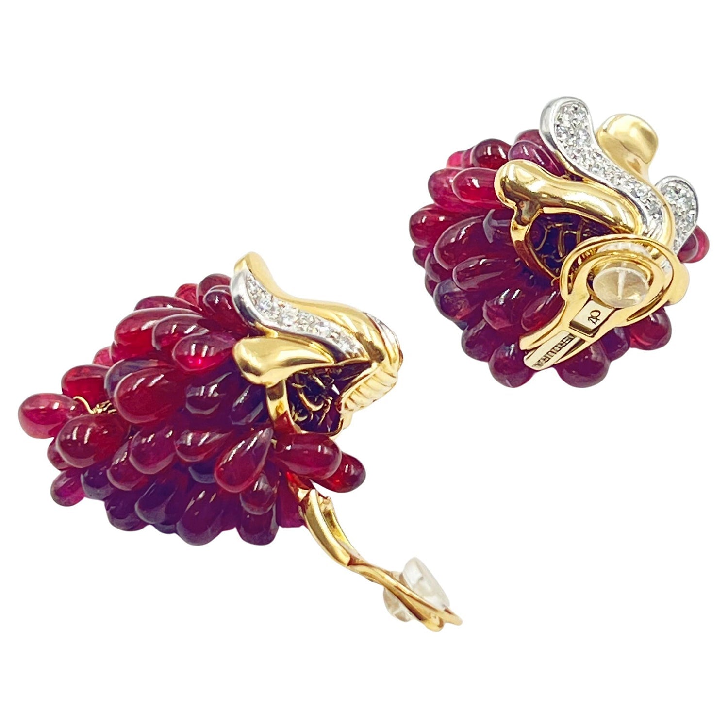 Verdura - Estate Ruby Grape Cluster Drop Earrings