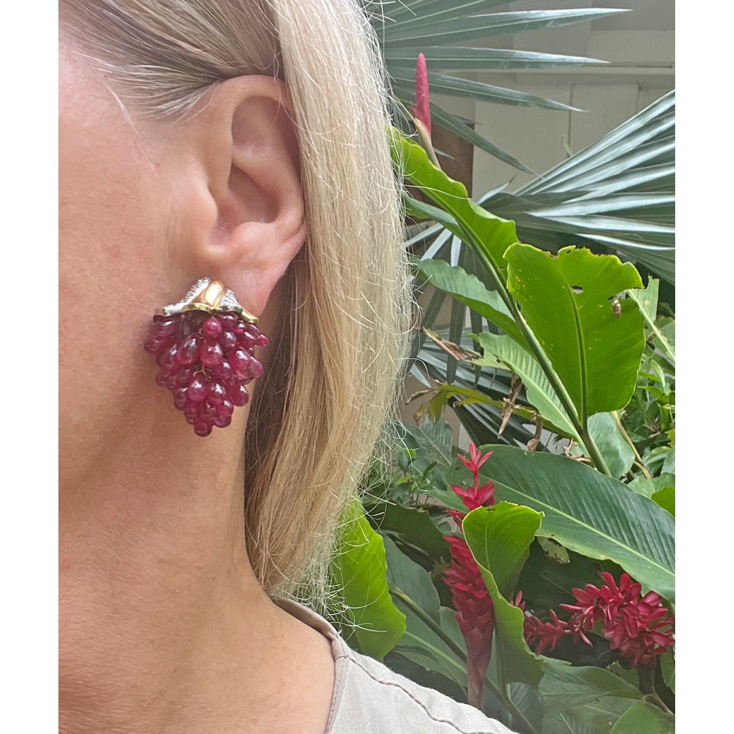 Verdura - Estate Ruby Grape Cluster Earrings