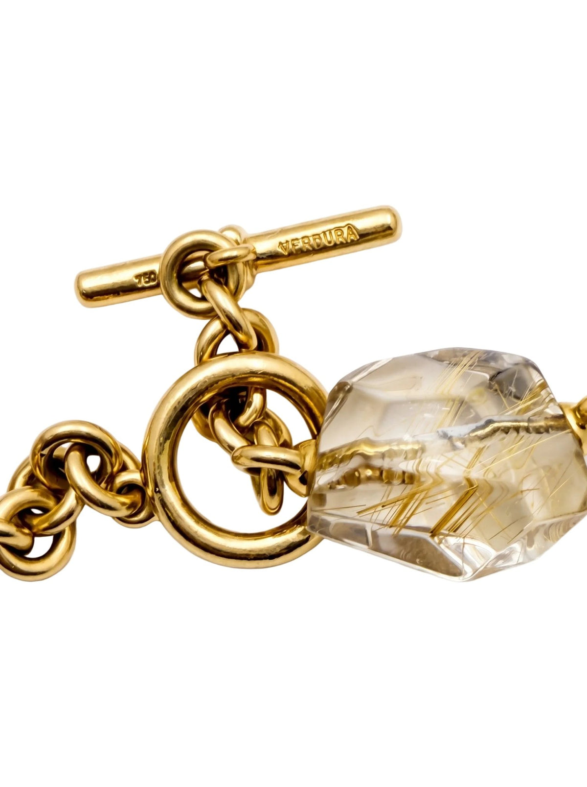 Verdura - Estate Rutilated Quartz South Sea Pearl 'Y' Drop Necklace