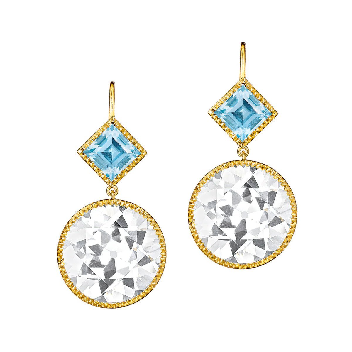 Verdura - Estate White & Blue Topaz Byzantine Drop Earrings