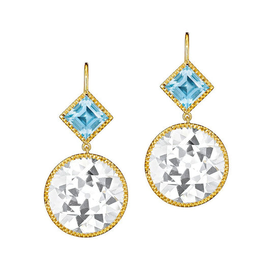 Verdura - Estate White & Blue Topaz Byzantine Drop Earrings