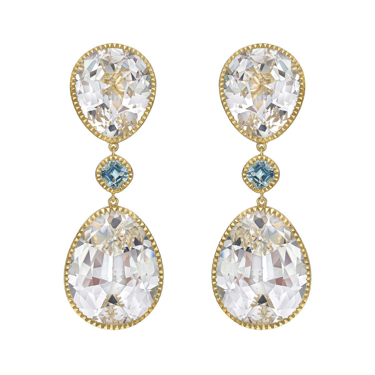 Verdura - Estate White & Blue Topaz Byzantine Drop Earrings