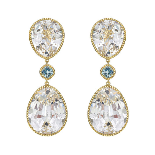 Verdura - Estate White & Blue Topaz Byzantine Drop Earrings