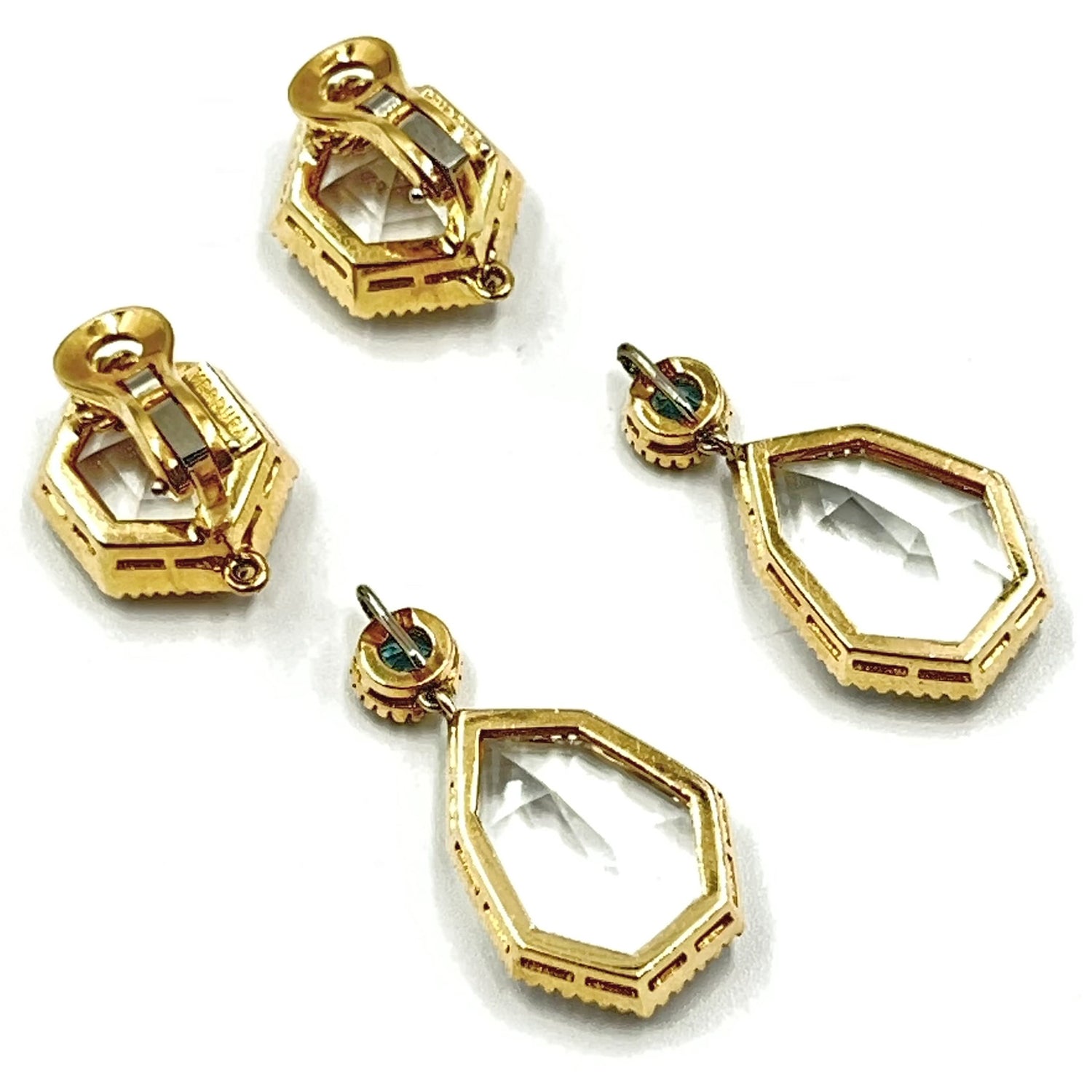 Verdura - Estate White & Blue Topaz Byzantine Pendant Earrings