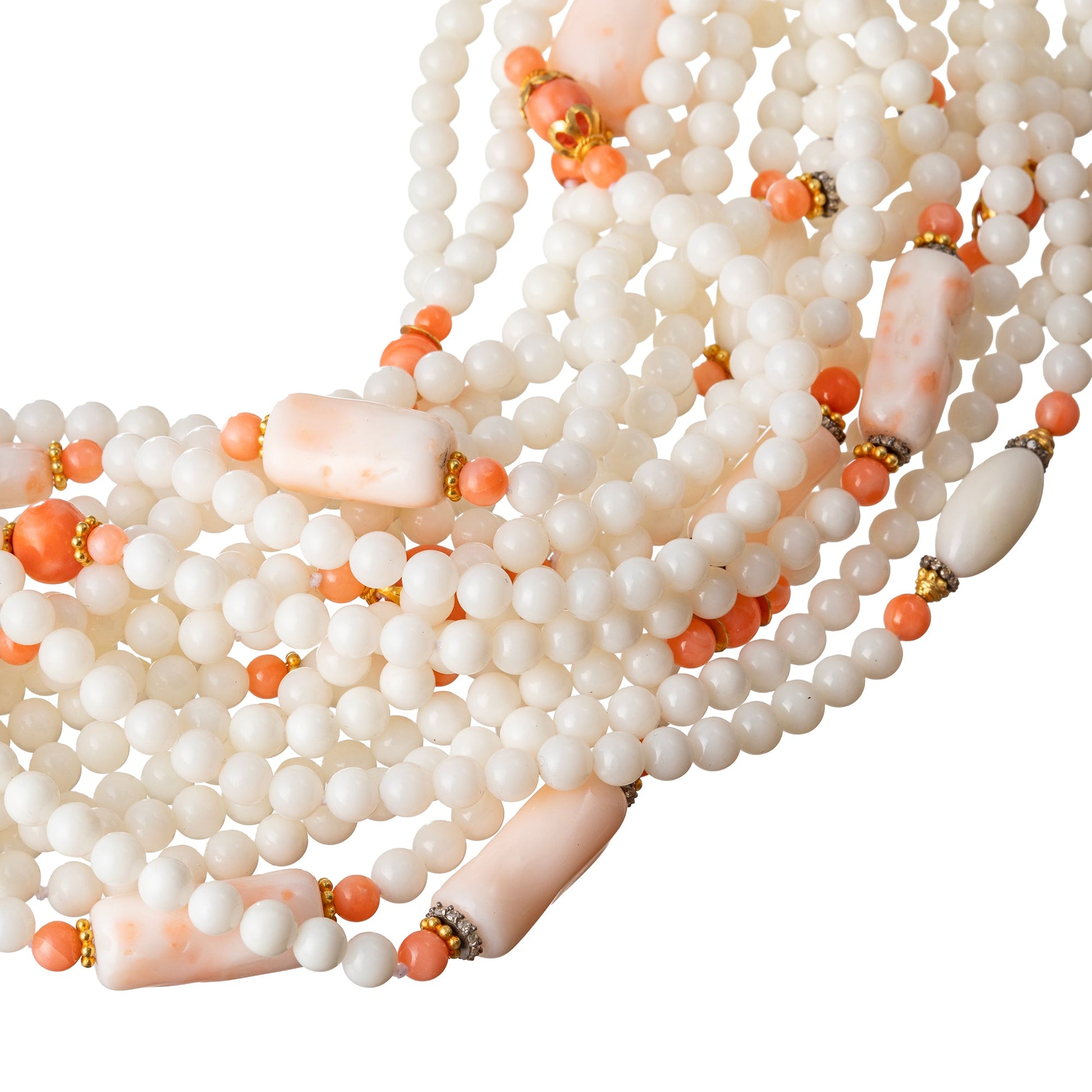 Verdura - Estate White & Pink Coral Bead Torsade Necklace
