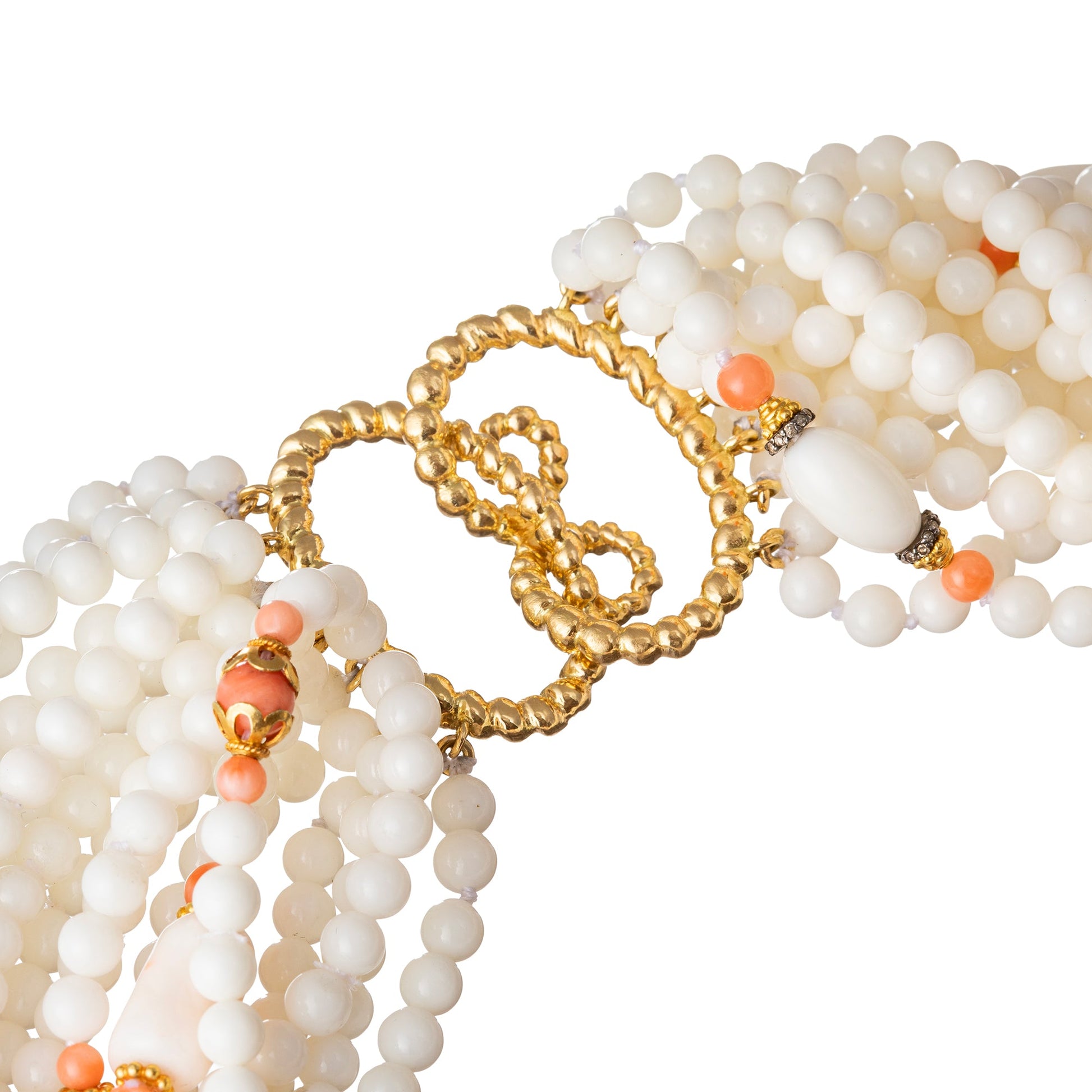 Verdura - Estate White & Pink Coral Bead Torsade Necklace