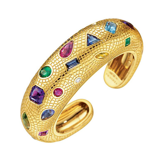 Verdura - Multicolored Gemstone Mosaic Cuff Bracelet