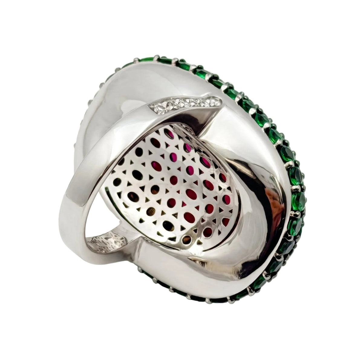 Veschetti - Pink Tourmaline Tsavorite Diamond Cocktail Ring