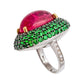 Veschetti - Pink Tourmaline Tsavorite Diamond Cocktail Ring