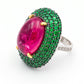 Veschetti - Pink Tourmaline Tsavorite Diamond Cocktail Ring