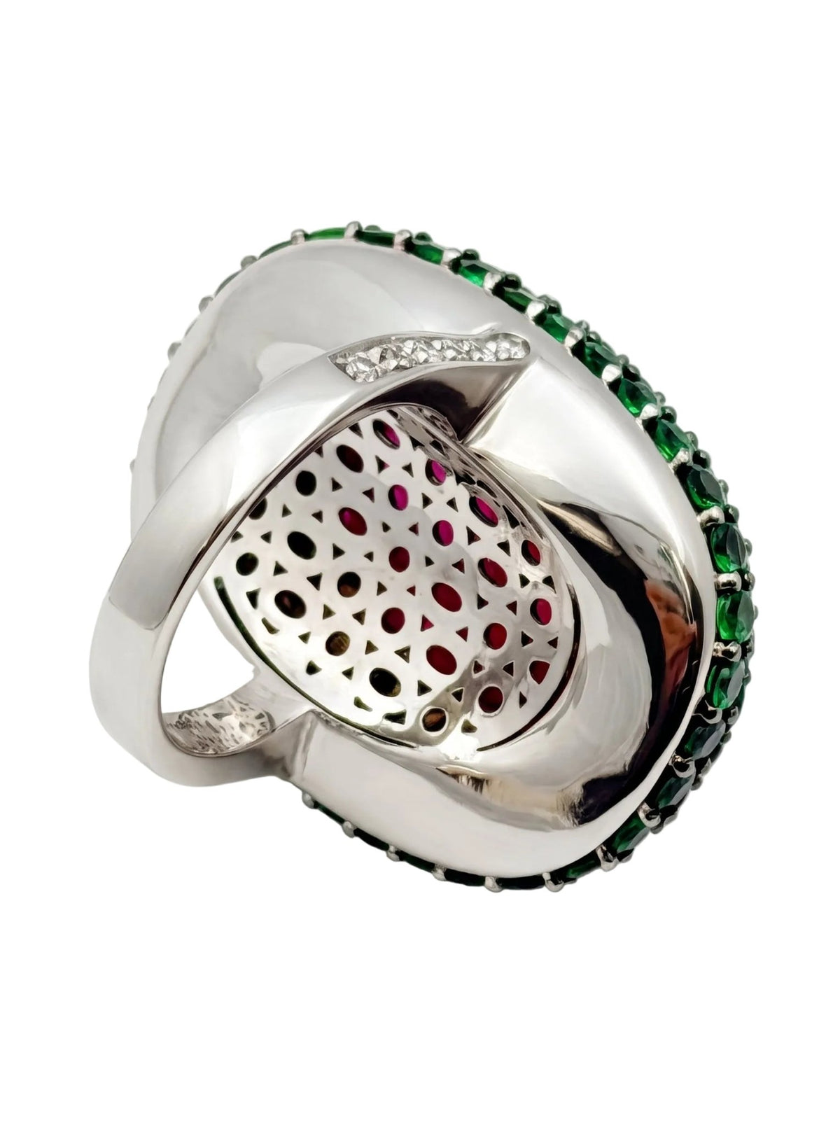 Veschetti - Pink Tourmaline Tsavorite Diamond Cocktail Ring