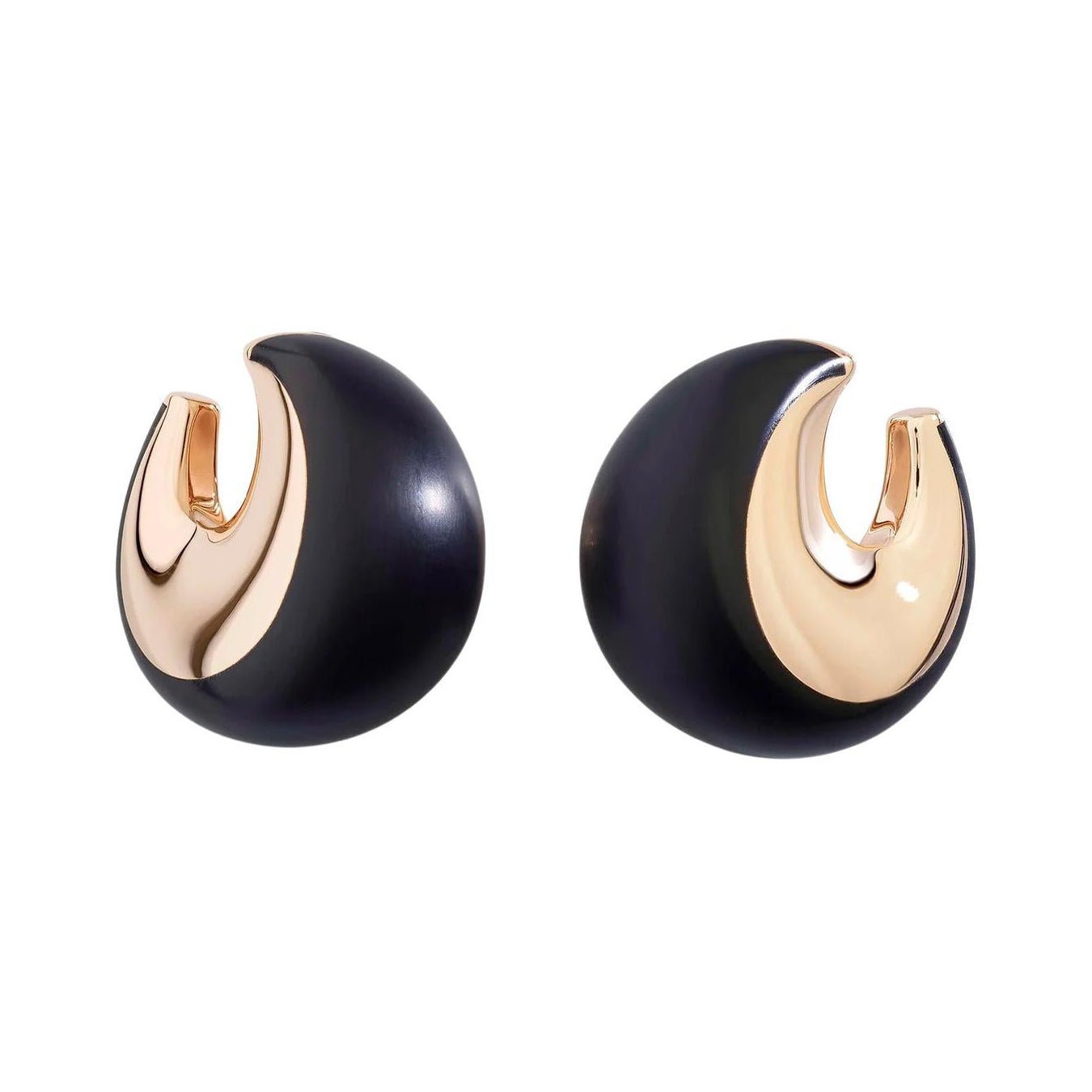 Vhernier - 18k Rose Gold Black Jet Pirouette Hoop Earrings
