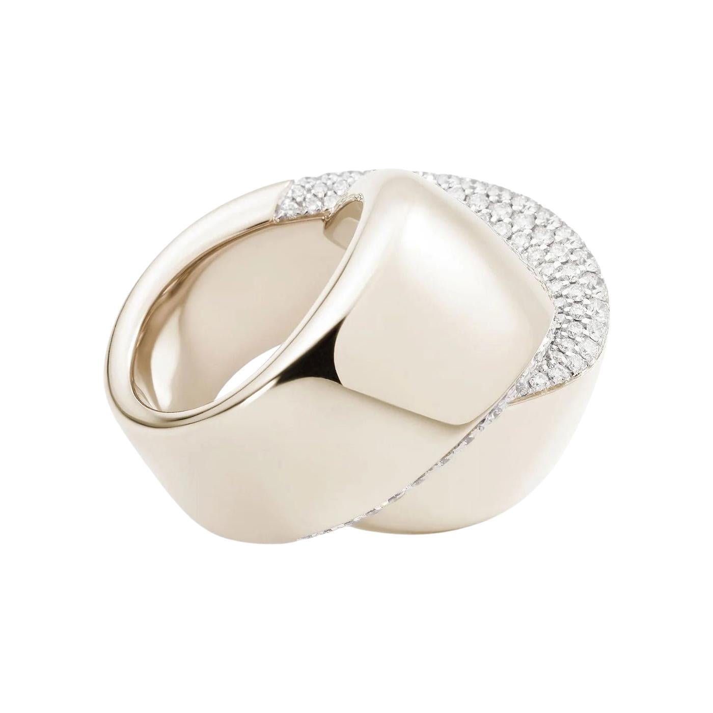 Vhernier - 18k White Gold Diamond Abbraccio Ring