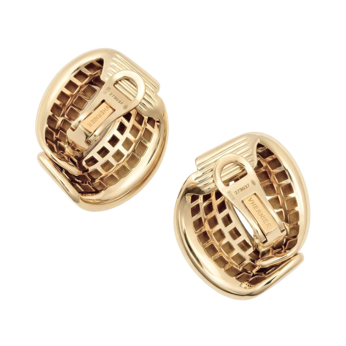 Vhernier - Estate 18k Natural White Gold Diamond Large Abbraccio Earrings