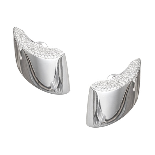 Vhernier - Estate 18k White Gold Diamond Vague Earrings