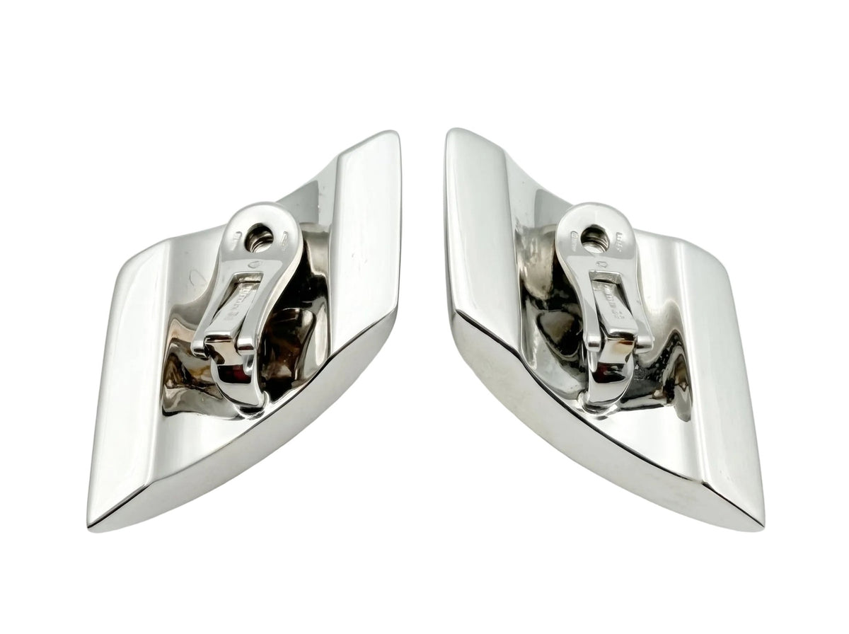 Vhernier - Estate 18k White Gold Diamond Vague Earrings