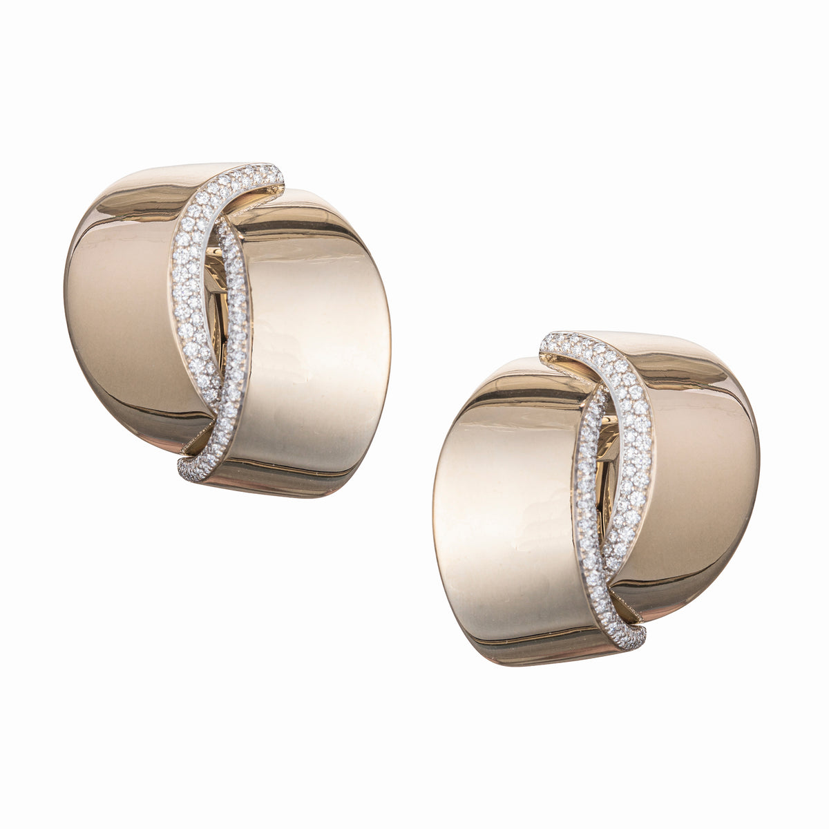 Estate 18k White Gold Diamond Large Abbraccio Earrings