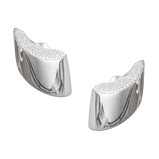 Estate 18k White Gold Diamond Vague Earrings