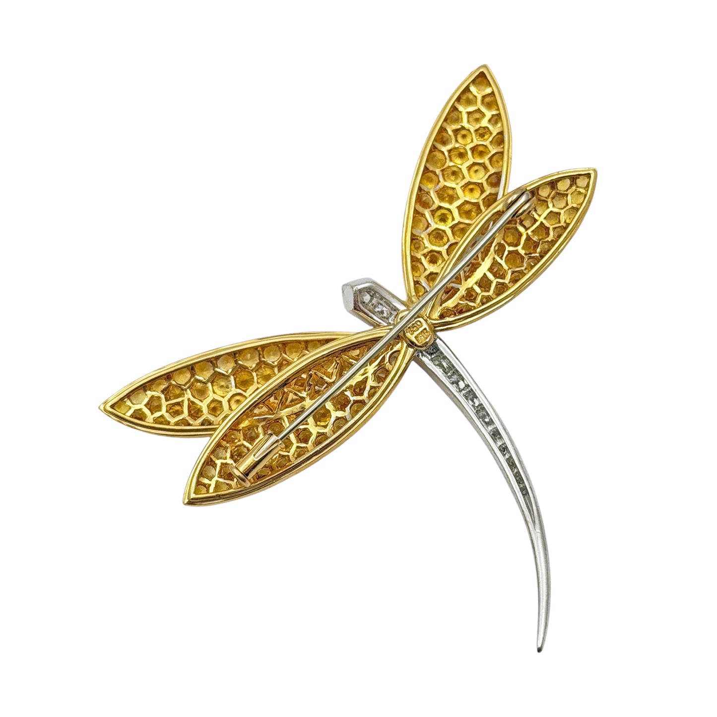 Yellow Sapphire Diamond Dragonfly Brooch
