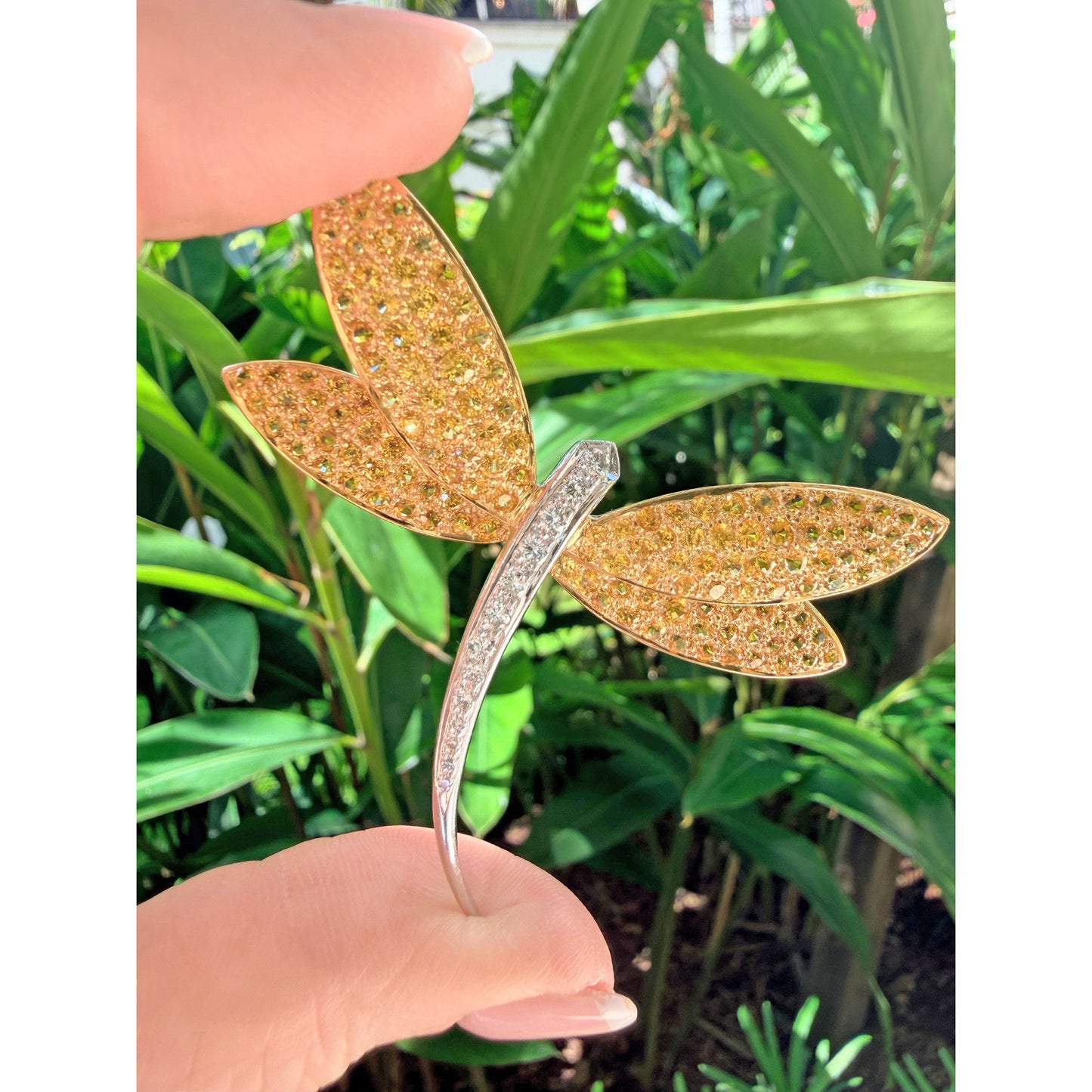 Yellow Sapphire Diamond Dragonfly Brooch