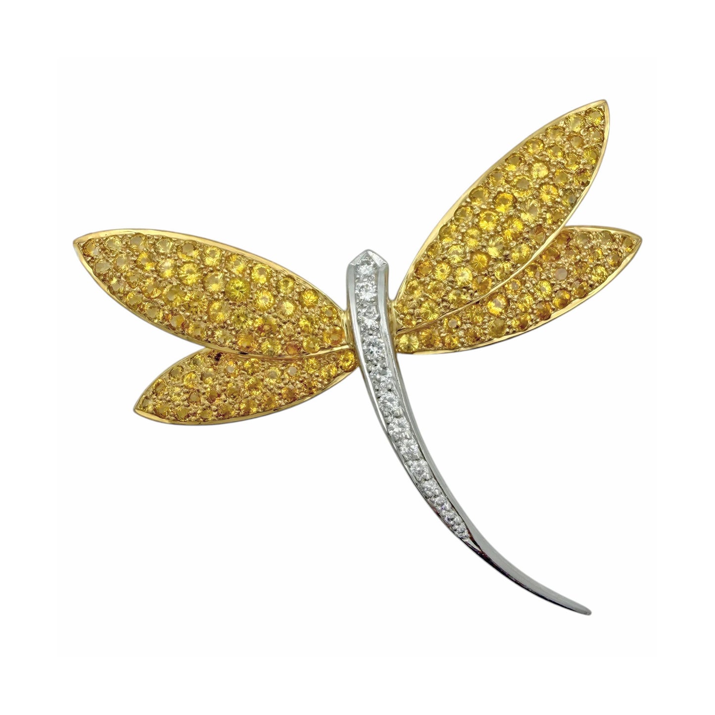 Yellow Sapphire Diamond Dragonfly Brooch