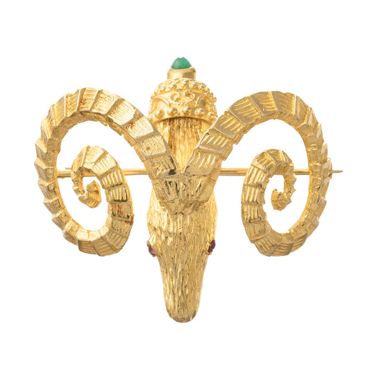 Zolotas - 18k Yellow Gold Ram's Head Brooch