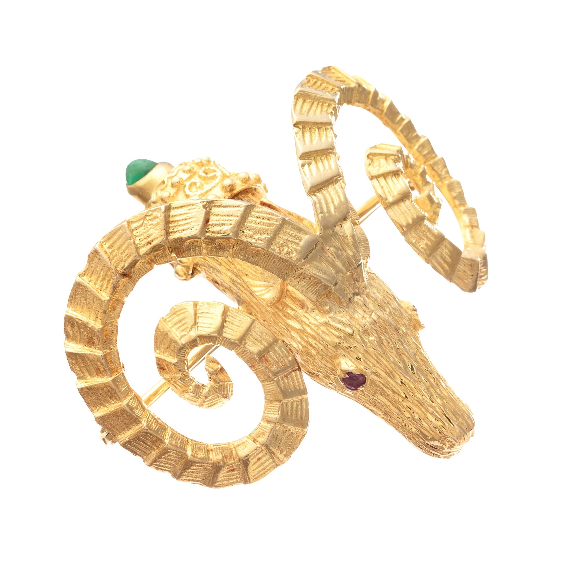 Zolotas - 18k Yellow Gold Ram's Head Brooch