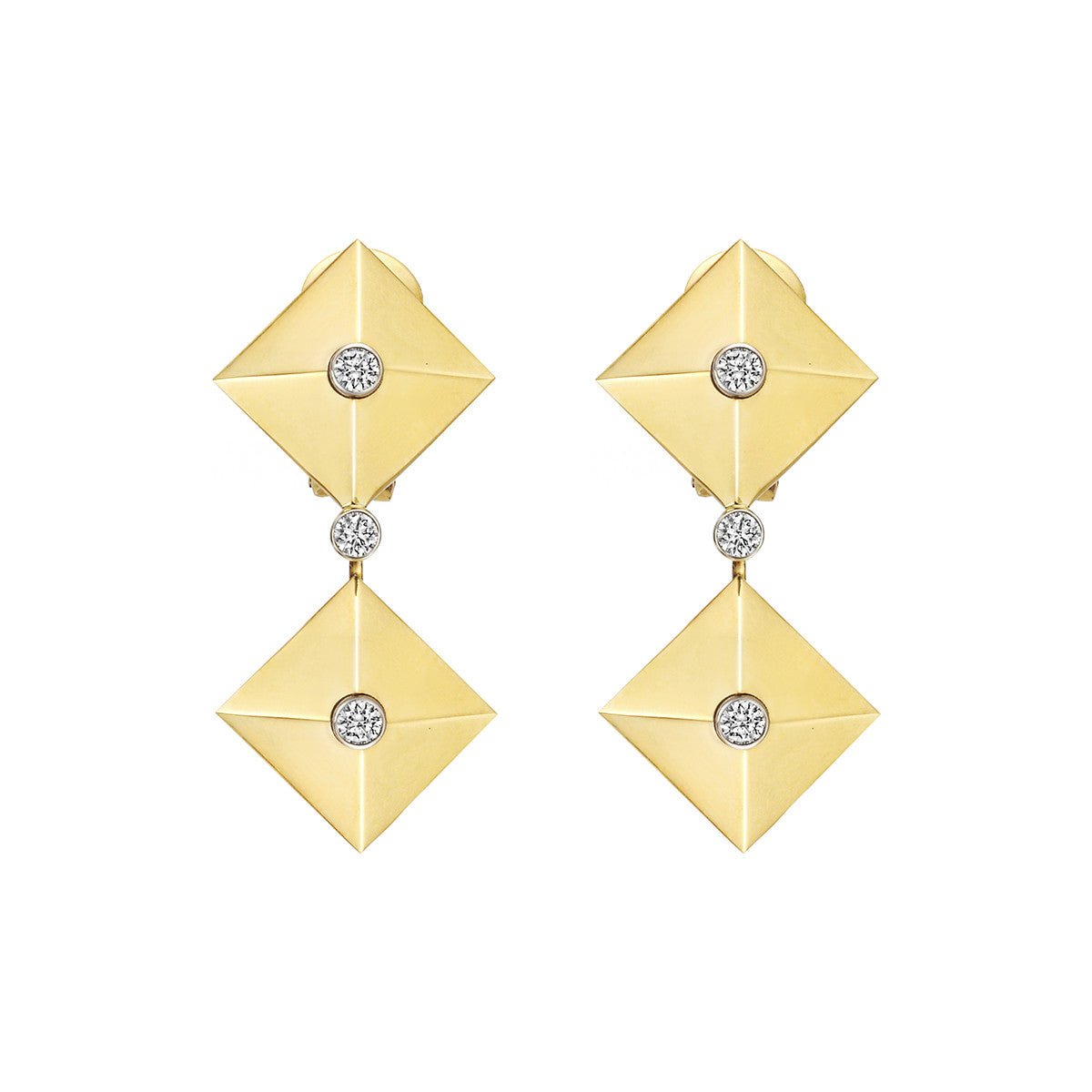 Aletto Brothers - 18k Yellow Gold Diamond Pyramid Drop Earrings