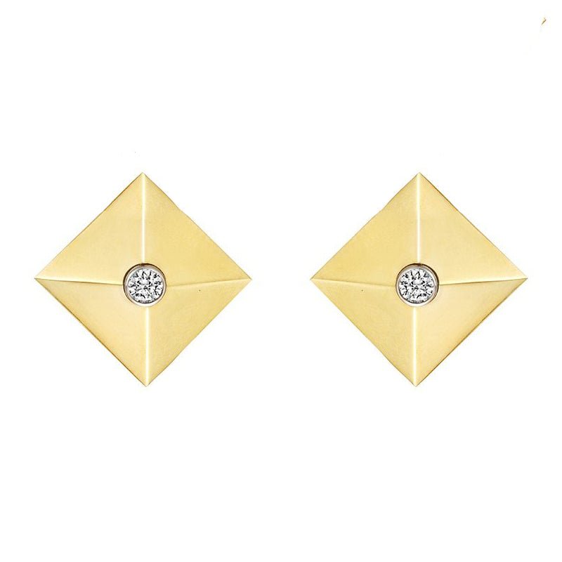 Aletto Brothers - 18k Yellow Gold Diamond Pyramid Earrings