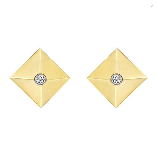 Aletto Brothers - 18k Yellow Gold Diamond Pyramid Earrings