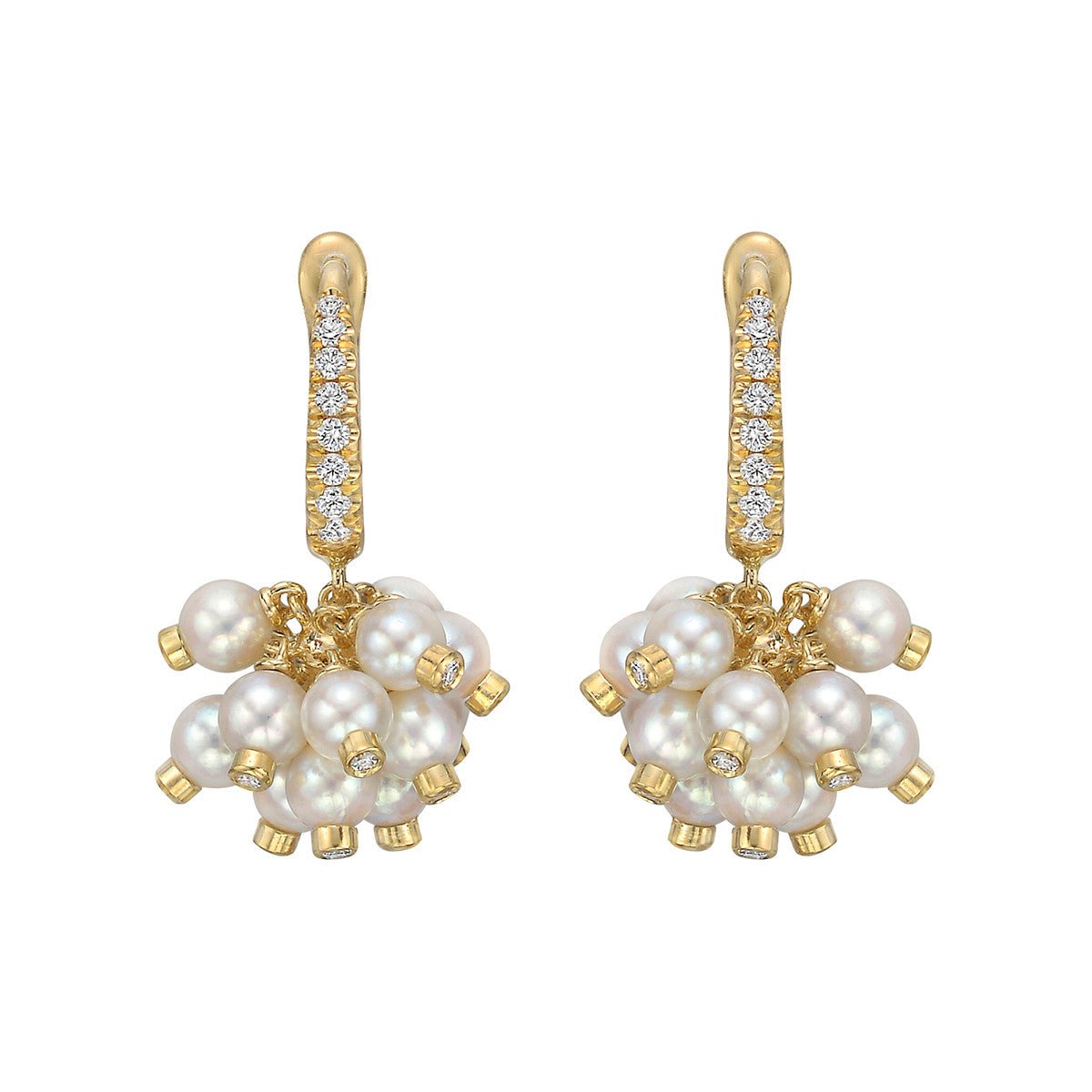 Aletto Brothers - Pearl Diamond Cluster Drop Earrings