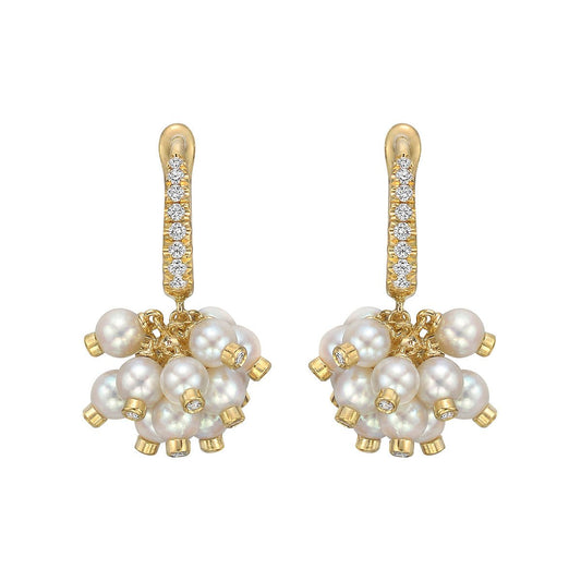Aletto Brothers - Pearl Diamond Cluster Drop Earrings